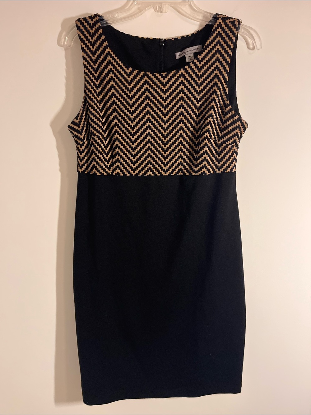 Danny & Nicole Black Sheath Dress with Tan Chevron Bodice (dress only)